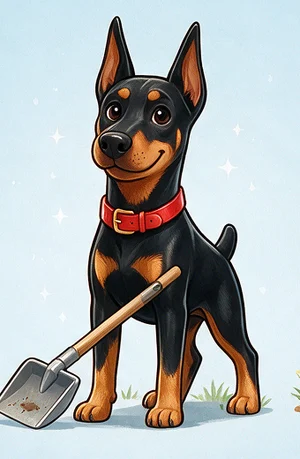 Mascot standing with a shovel